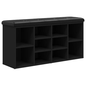 vidaXL Banc &agrave; chaussures noir 102x32x50 cm bois d'ing&eacute;nierie