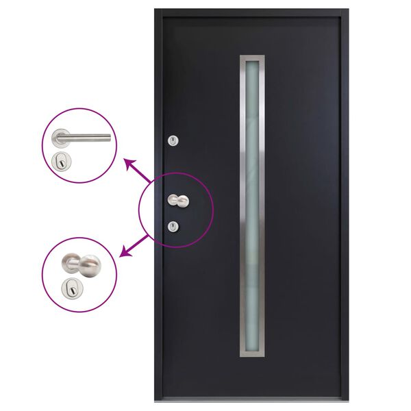 vidaXL Porte d'entr&eacute;e Aluminium Anthracite 90x200 cm