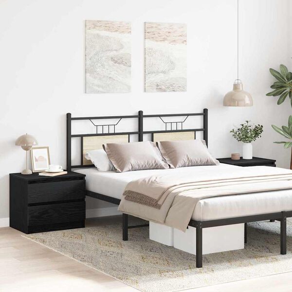 vidaXL Cabinet de chevet 2 pcs Ch&ecirc;ne noir 50 x 40 x 43,5 cm