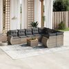 vidaXL Salon de jardin avec coussins 10 pcs gris r&eacute;sine tress&eacute;e