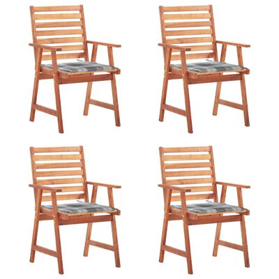 vidaXL Chaises à dîner d'extérieur 4 pcs avec coussins Acacia massif