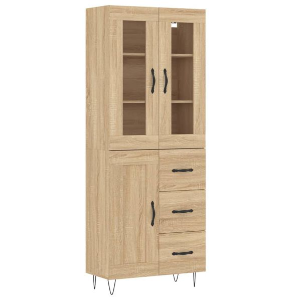 vidaXL Buffet haut Ch&ecirc;ne sonoma 69,5x34x180 cm Bois d'ing&eacute;nierie