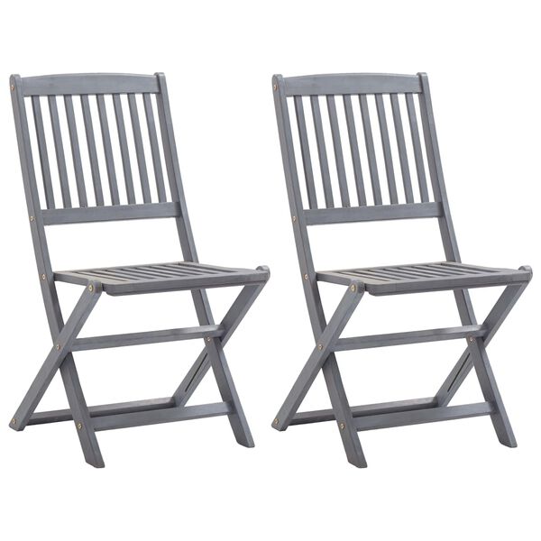 vidaXL Chaises pliables d'ext&eacute;rieur lot de 2 et coussins Bois d'acacia