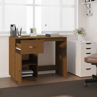 vidaXL Bureau Marron miel 95x50x75 cm Bois massif de pin