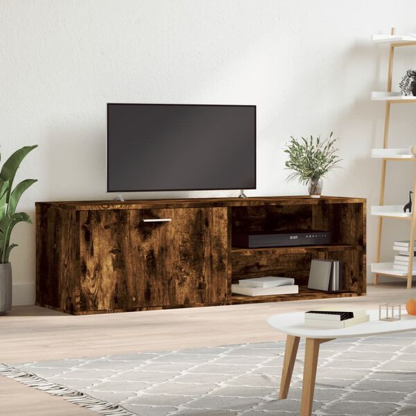 vidaXL Meuble TV ch&ecirc;ne fum&eacute; 120x34x37 cm bois d'ing&eacute;nierie