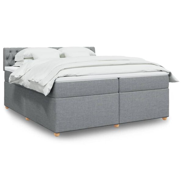 vidaXL Sommier &agrave; lattes de lit avec matelas Gris clair 200x200cm Tissu