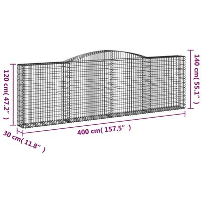 vidaXL Paniers à gabions arqués 2 pcs 400x30x120/140 cm Fer galvanisé