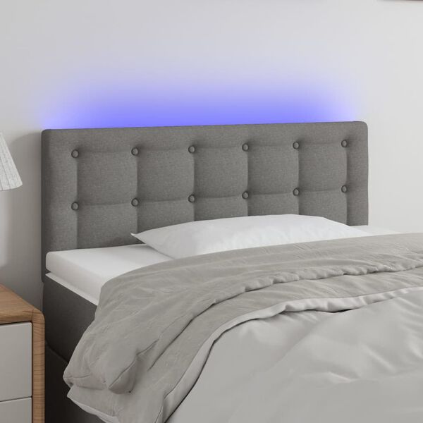 vidaXL T&ecirc;te de lit &agrave; LED Gris fonc&eacute; 90x5x78/88 cm Tissu