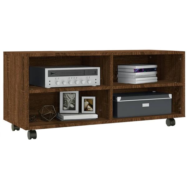 vidaXL Meuble TV sur roulettes Chêne marron 90x35x35cm Bois ingénierie