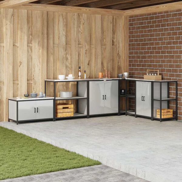 vidaXL Rangement de cuisine avec &eacute;tag&egrave;re Argent 60 x 50 x 92 cm Acier