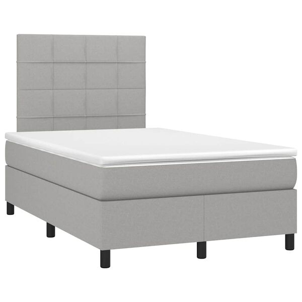 vidaXL Sommier &agrave; lattes de lit matelas LED gris clair 120x190 cm tissu