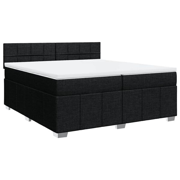 vidaXL Sommier &agrave; lattes de lit avec matelas Noir 200x200 cm Tissu