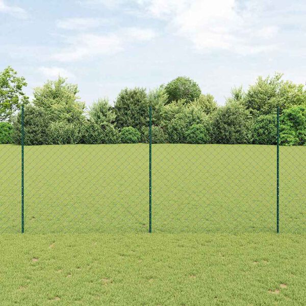vidaXL Cl&ocirc;ture avec poteau Vert 1,5 x 25 m Acier