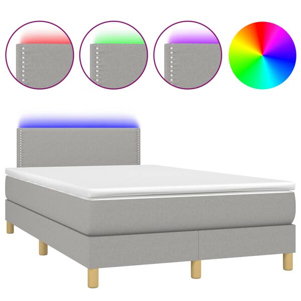 vidaXL Sommier &agrave; lattes de lit matelas LED gris clair 120x190 cm tissu