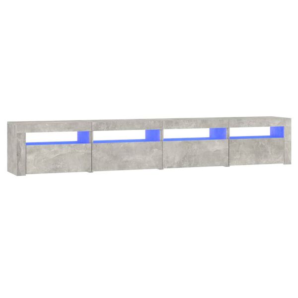 vidaXL Meuble TV avec lumi&egrave;res LED Gris b&eacute;ton 240x35x40 cm