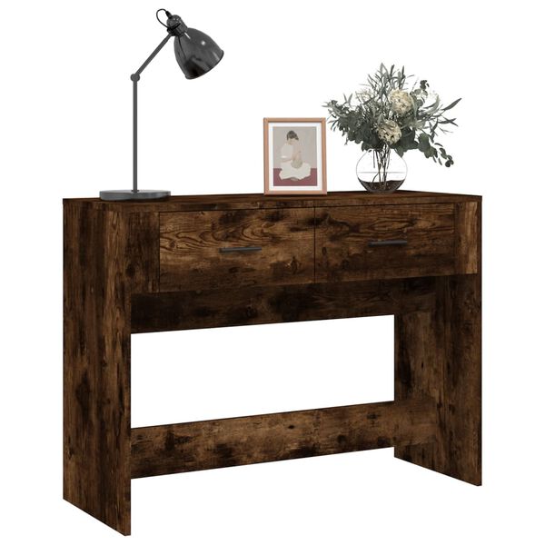 vidaXL Table console Ch&ecirc;ne fum&eacute; 100x39x75 cm Bois d'ing&eacute;nierie