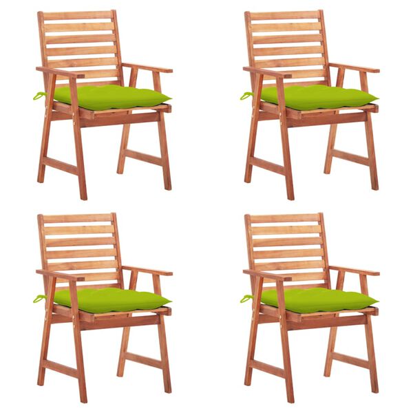 vidaXL Chaises à manger d'extérieur lot de 4 et coussins Acacia massif