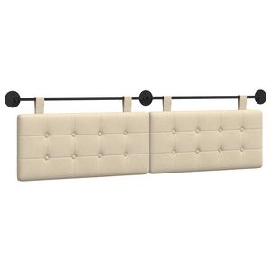 vidaXL T&ecirc;te de lit suspendue Montage mural Cr&egrave;me 190 x 55 x 5 cm tissu