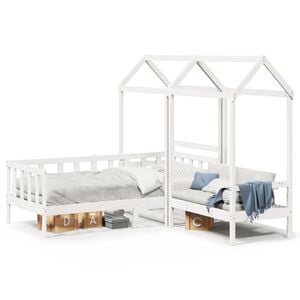 vidaXL Ensemble de lit de jour et de banc et toit sans matelas blanc 80x200 cm