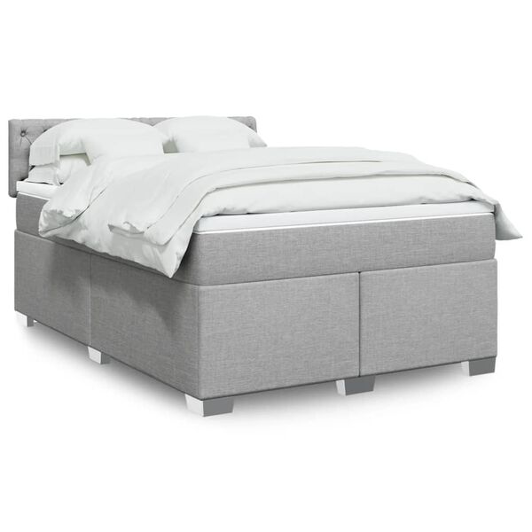 vidaXL Sommier &agrave; lattes de lit avec matelas Gris clair 140x190cm Tissu