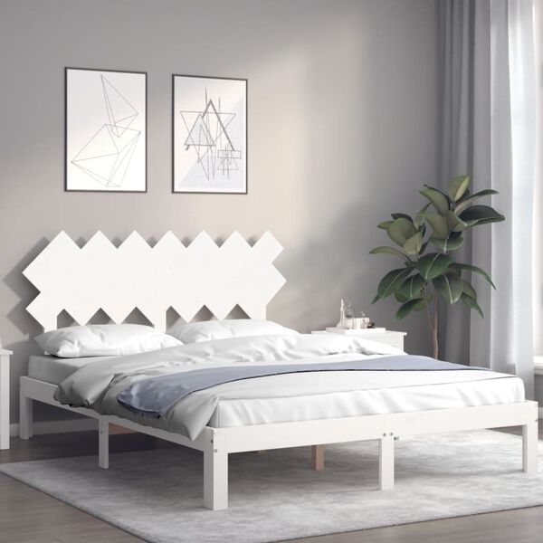 vidaXL Cadre de lit sans matelas blanc 140x190 cm bois de pin massif