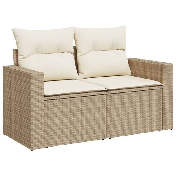 vidaXL Salon de jardin avec coussins 13 pcs beige r&eacute;sine tress&eacute;e
