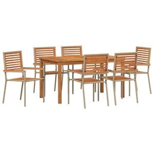 vidaXL Ensemble de salle &agrave; manger pour jardin 7 pc Beige