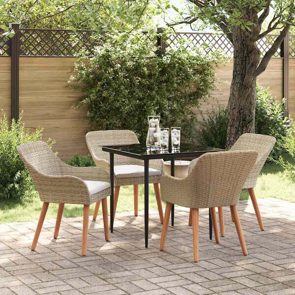 vidaXL Ensemble de salle &agrave; manger pour jardin 5 pcs Beige polyrotin