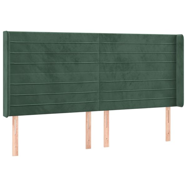 vidaXL T&ecirc;te de lit &agrave; LED Vert fonc&eacute; 183x16x118/128 cm Velours