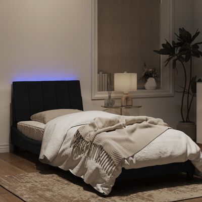 vidaXL Cadre de lit avec lumières LED noir 90x200 cm velours