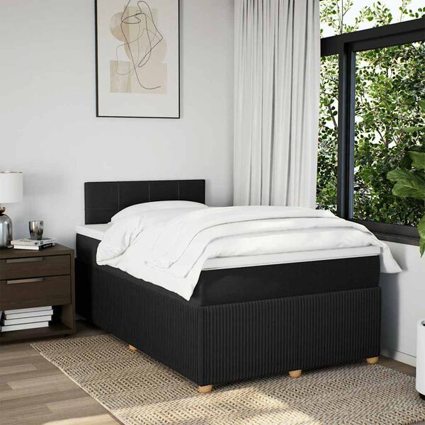 vidaXL Sommier &agrave; lattes de lit avec matelas noir 120x190 cm tissu