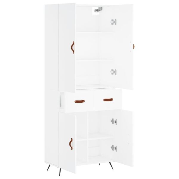 vidaXL Buffet haut Blanc 69,5x34x180 cm Bois d'ing&eacute;nierie