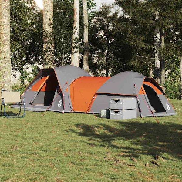 vidaXL Tente de camping 5 personnes gris et orange imperméable