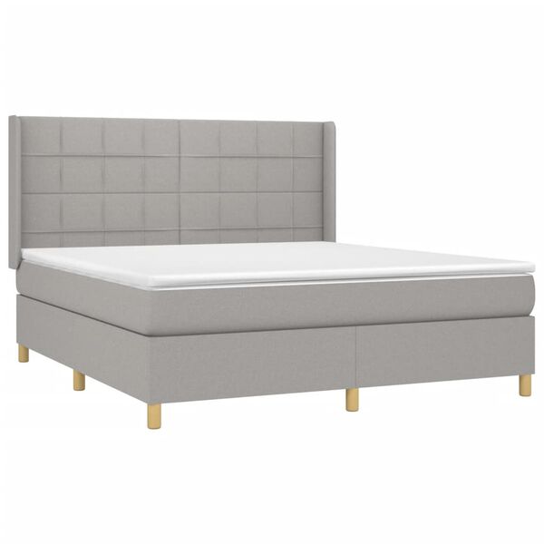 vidaXL Sommier &agrave; lattes de lit matelas LED Gris clair 160x200 cm Tissu