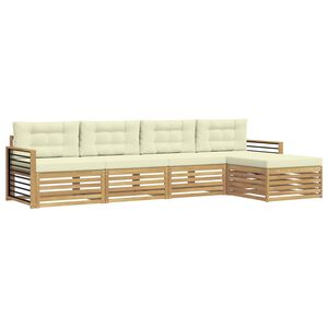 vidaXL Ensemble de canap&eacute;s d'ext&eacute;rieur 5 pc Blanc et cr&egrave;me Polyester