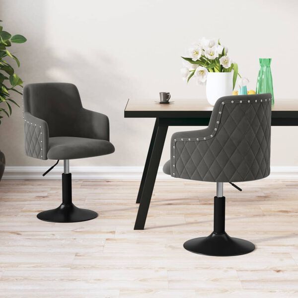 vidaXL Chaises pivotantes &agrave; manger lot de 2 Gris fonc&eacute; Velours