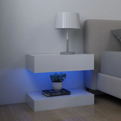 vidaXL Tables de chevet LED 2 pcs blanc 60x35 cm bois d'ingénierie