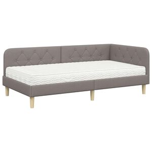 vidaXL Cadre de lit d'angle Taupe 90 x 190 cm tissu