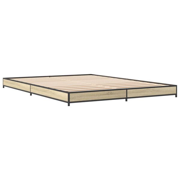 vidaXL Cadre de lit sans matelas ch&ecirc;ne sonoma 135x190 cm
