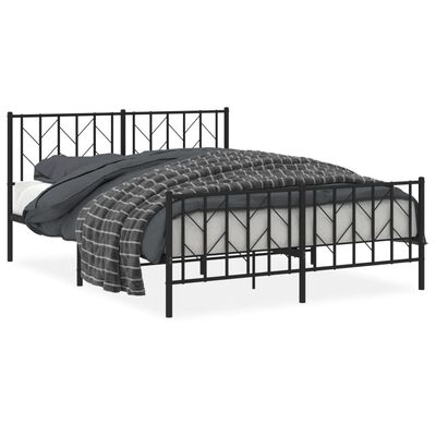 vidaXL Cadre de lit métal sans matelas avec pied de lit noir 150x200cm