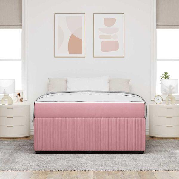vidaXL Cadre de lit avec matelas Rose 160 x 200 cm tissu