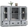 vidaXL Buffets 3 pcs gris b&eacute;ton bois d'ing&eacute;nierie