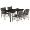 vidaXL Ensemble &agrave; manger de jardin et coussins 5 pcs gris clair rotin