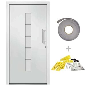 vidaXL Porte d'entr&eacute;e Aluminium et PVC Blanc 100x200 cm