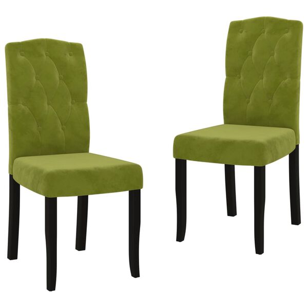 vidaXL Chaises &agrave; manger lot de 2 vert clair velours