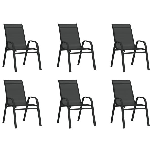 vidaXL Chaises empilables de jardin lot de 6 Noir Tissu textil&egrave;ne