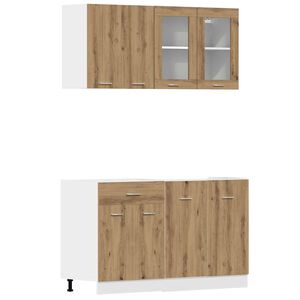 vidaXL Ensemble de 4 meubles de cuisine "Lyon" en ch&ecirc;ne artisanal