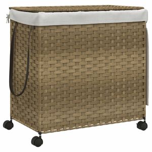 vidaXL Panier &agrave; linge avec roulettes 60x35x60,5 cm r&eacute;sine tress&eacute;e