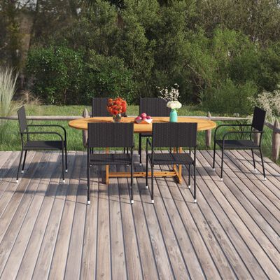 vidaXL Ensemble à dîner de jardin 7 pcs Résine tressée Noir