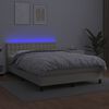 vidaXL Sommier &agrave; lattes de lit avec matelas et LED Cr&egrave;me 140x200 cm